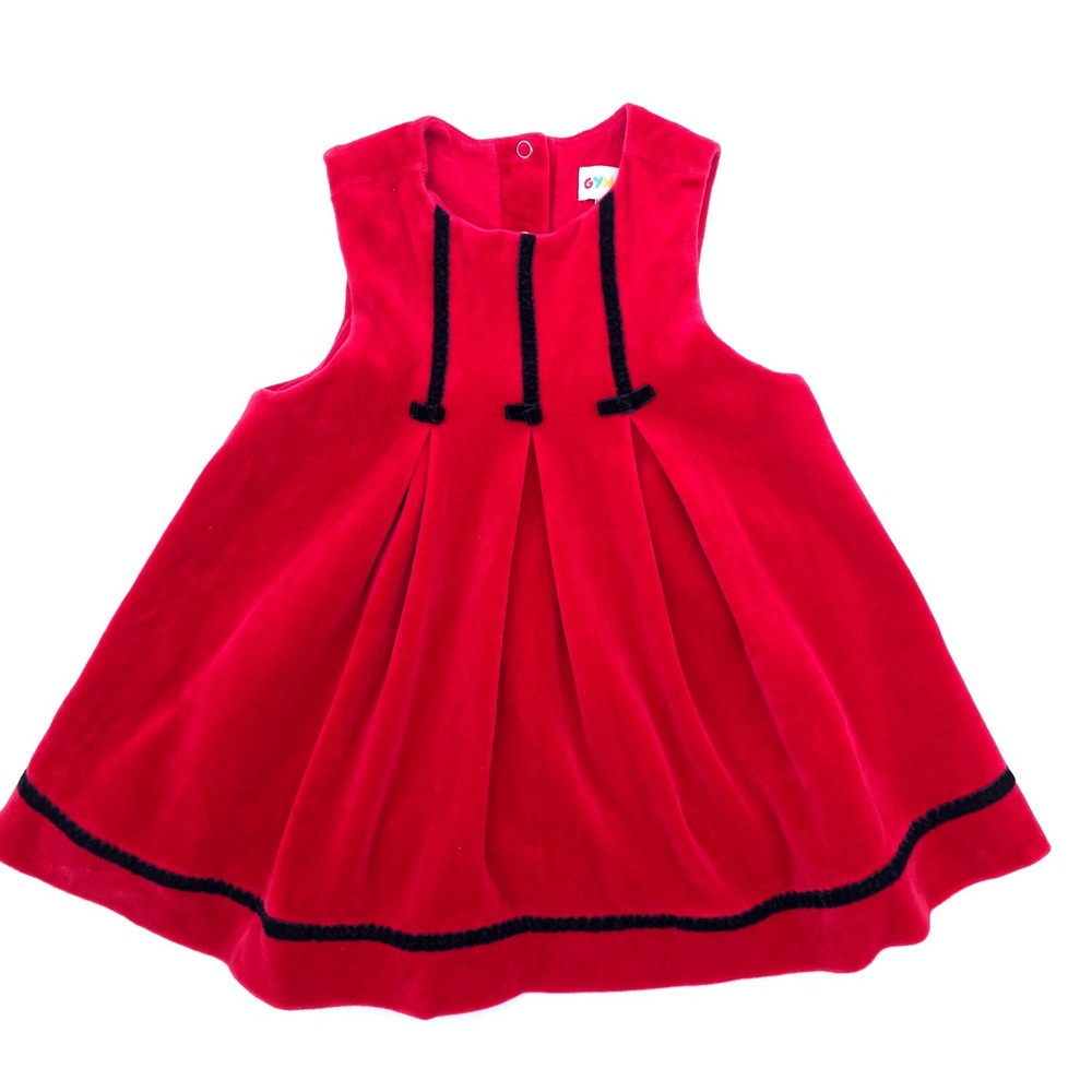 Vintage 1998 Gymboree "Holiday Garland" Rainbow Tag Velvet Dress XS 18-24 Months